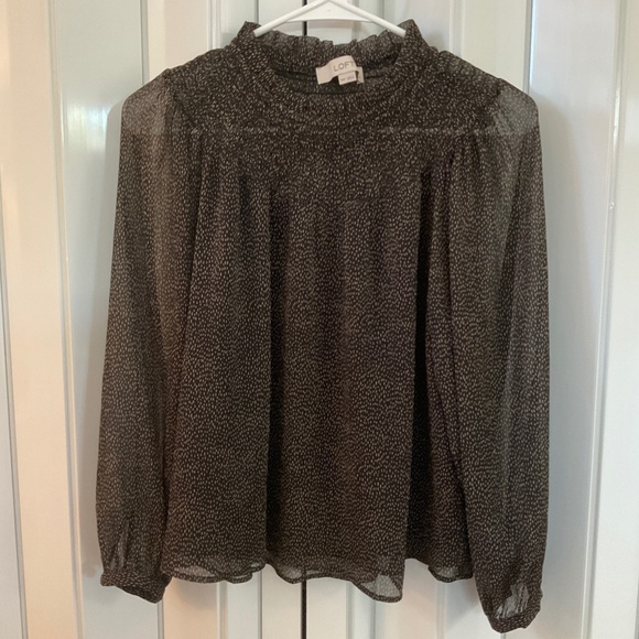 Ann Taylor LOFT Black and Brown Sheer Blouse - Picture 1 of 1